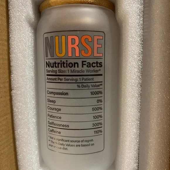 Nurse Life glass cup with two glass straws and a straw cleaner. New in box - Picture 2 of 3